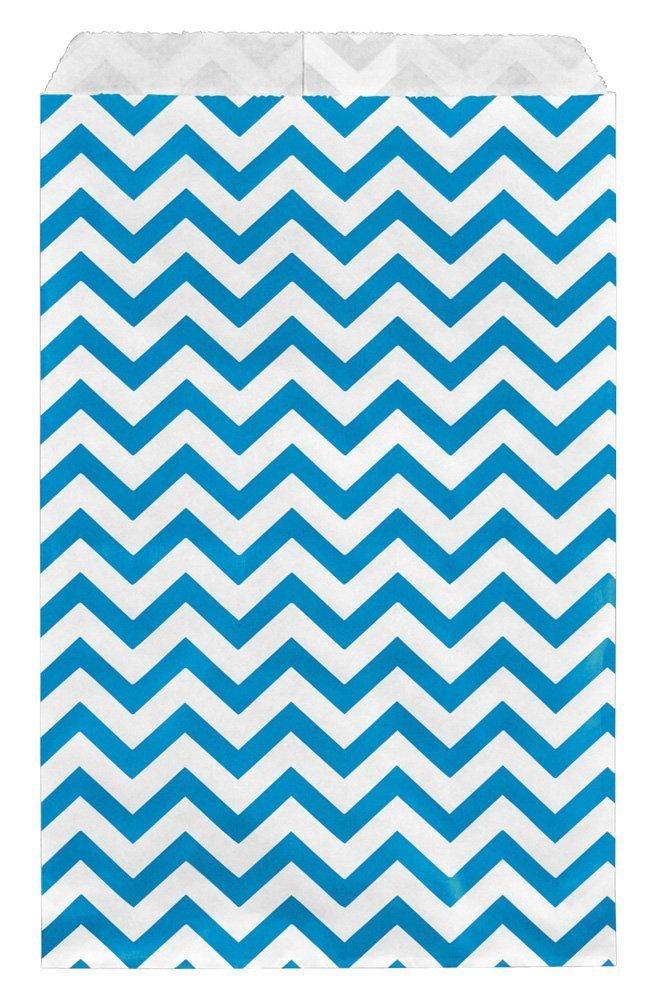 Flat envelope style paper bag, with blue chevron pattern