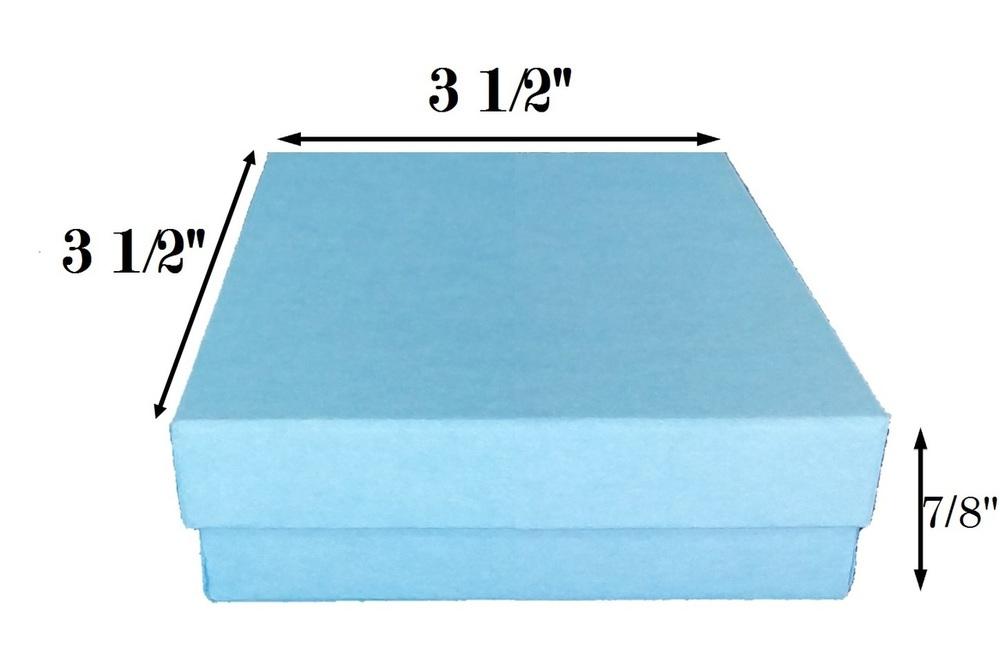 CuteBoxInc Baby Blue Kraft Cotton Filled 3 1/2" x 3 1/2" x 7/8"H