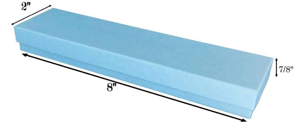 CuteBoxInc Baby Blue Kraft Cotton Filled Boxes 8" x 2" x 7/8"H
