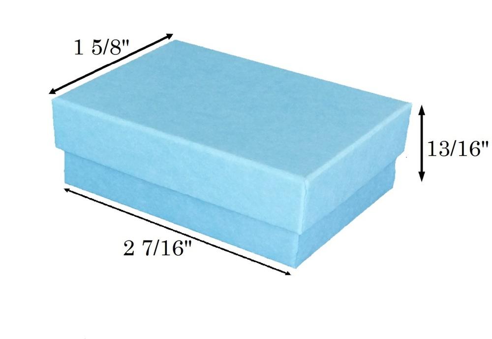 CuteBoxInc Baby Blue Kraft Cotton Filled Boxes 2 7/16" x 1 5/8" x 13/16"H