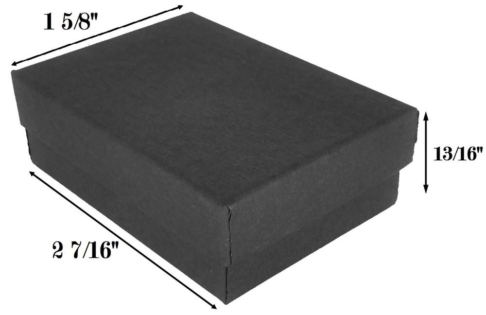 CuteBoxInc Black Kraft Cotton Filled Boxes 2 7/16" x 1 5/8" x 13/16"H