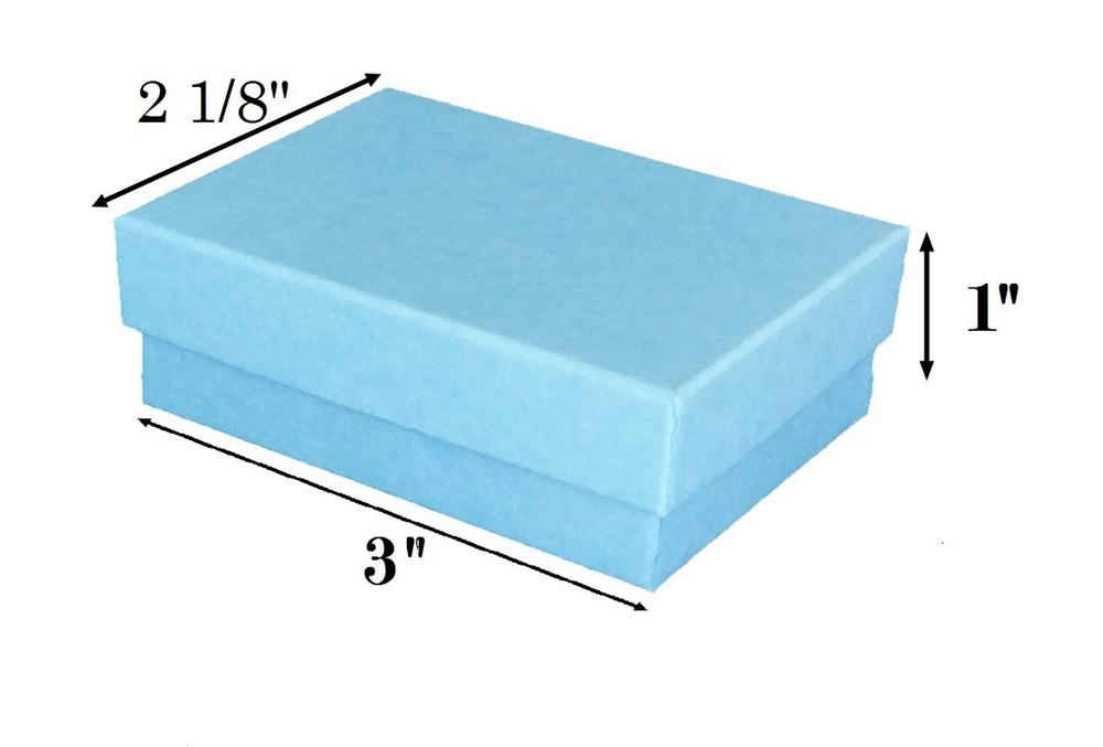 CuteBoxInc Baby Blue Kraft Cotton Filled Boxes 3" x 2 1/8" x 1"H
