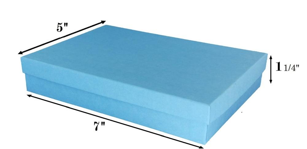 CuteBoxInc Baby Blue Kraft Cotton Filled Boxes 7" x 5" x 1 1/4"H