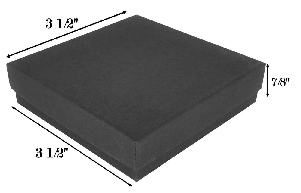CuteBoxInc Black Kraft Cotton Filled Boxes 3 1/2" x 3 1/2" x 7/8"H