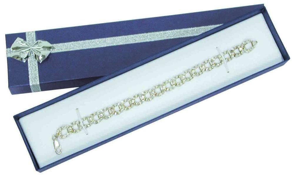 12 Boxes - Linen Blue Tie Gift Boxes for Bracelet or Watch - 8" x 1 7/8" x 1"