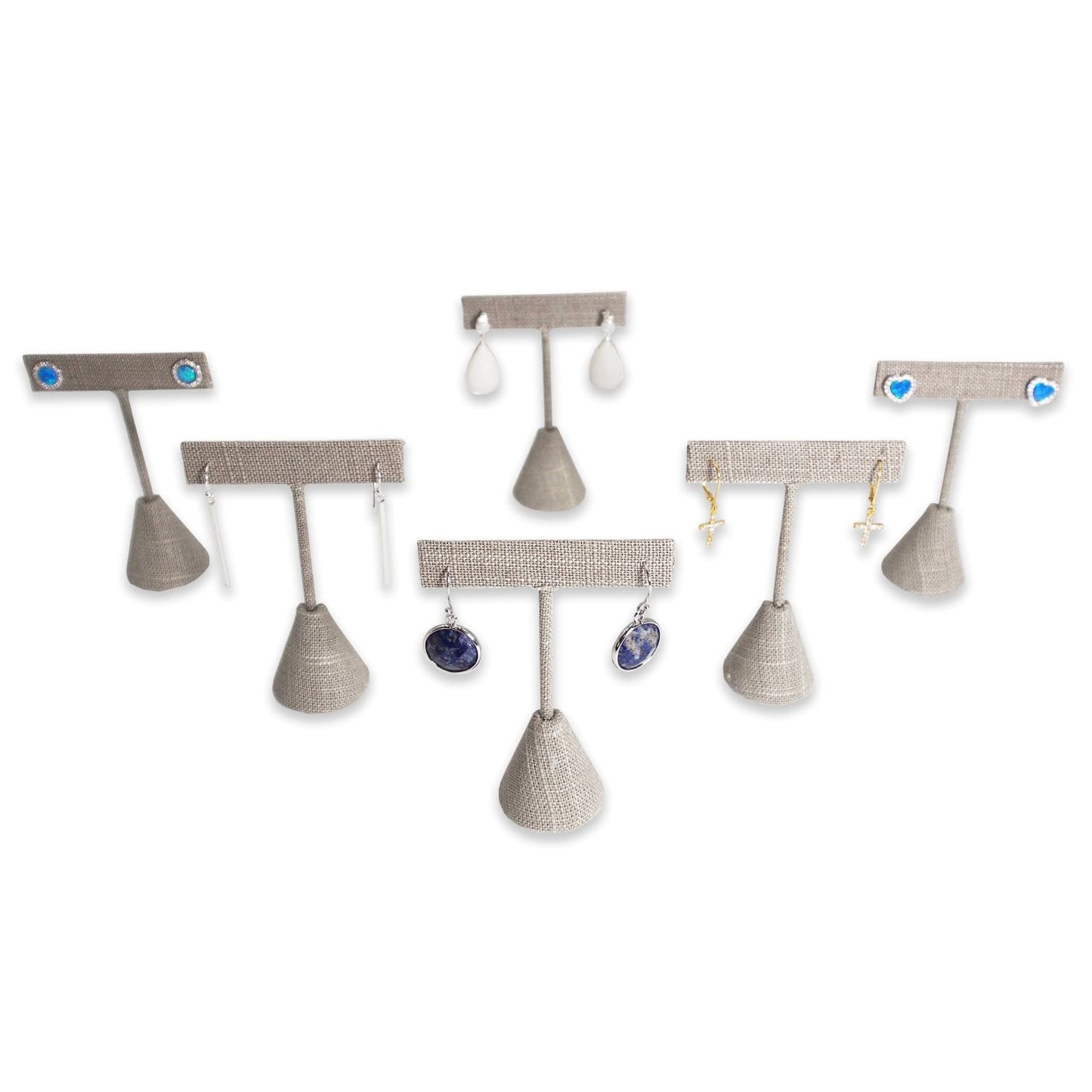 Grey Linen Single Piece Earring T-Shape Display