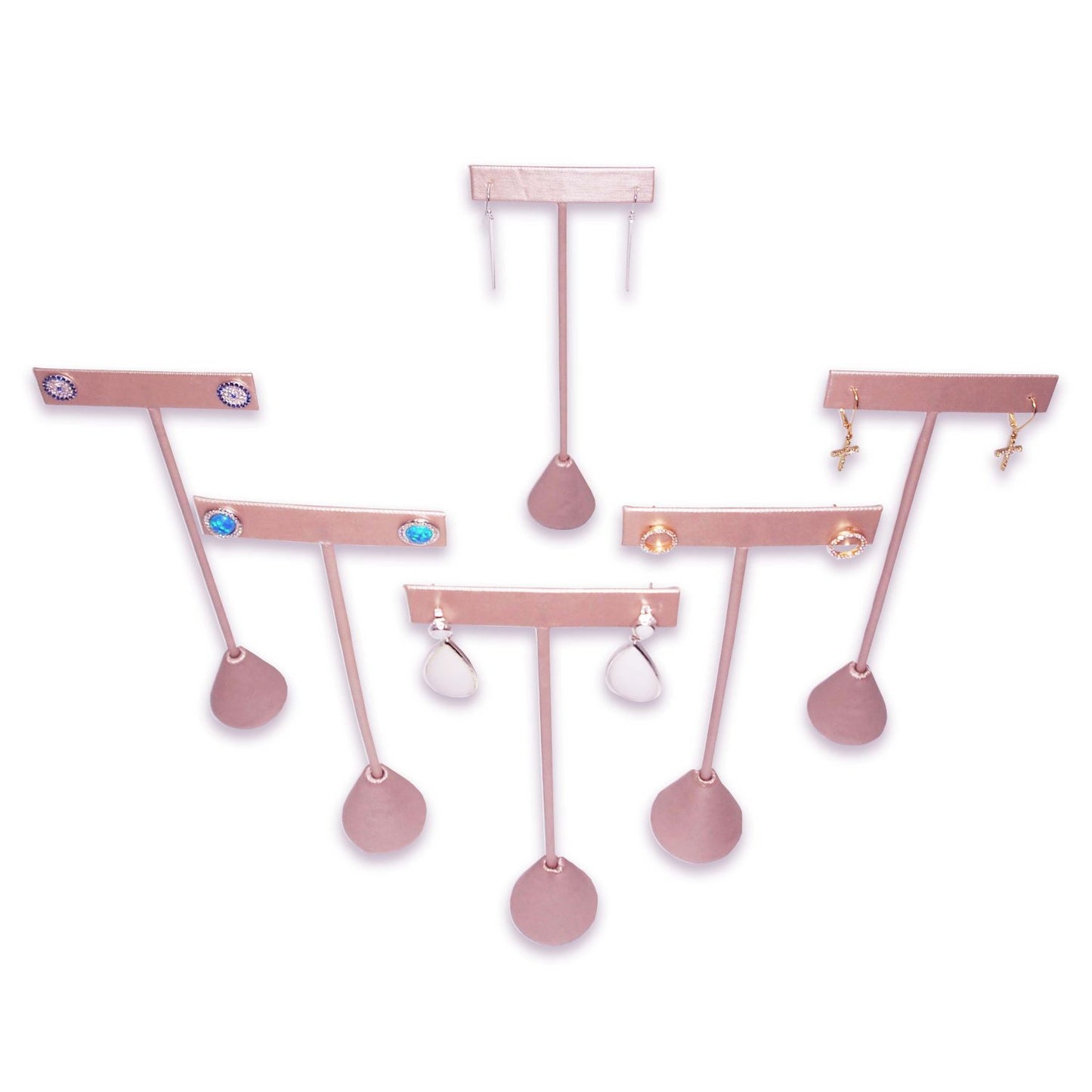 Steel Pink Leatherette Single Piece Earring T-Shape Display