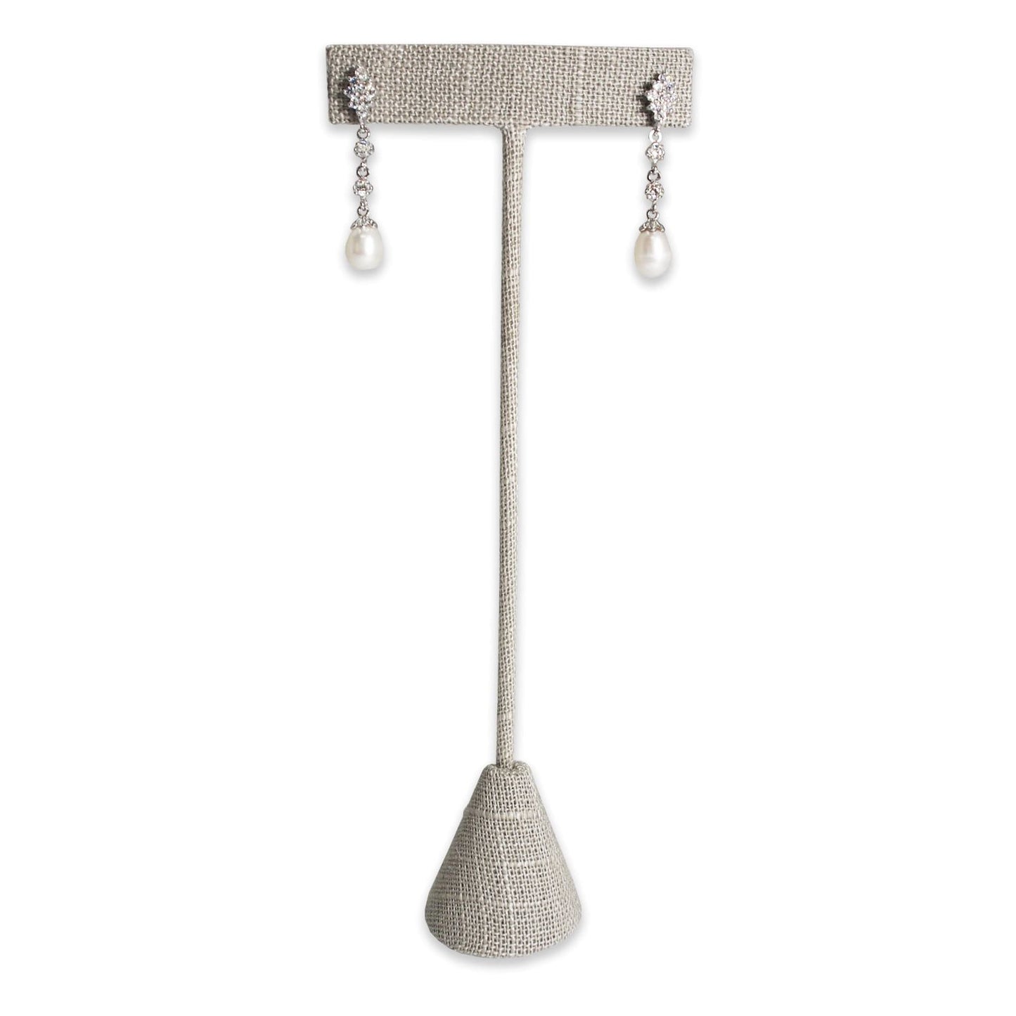 Grey Linen Single Piece Earring T-Shape Display