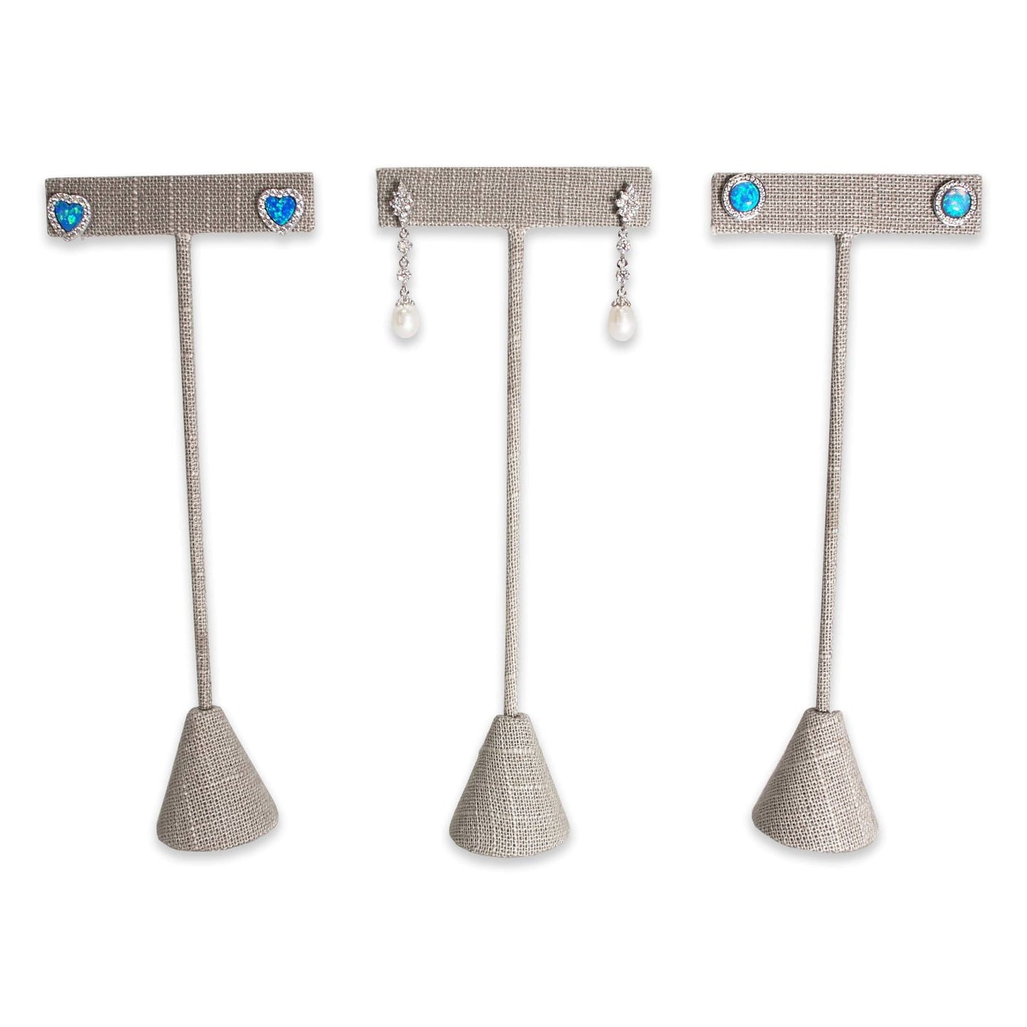 Grey Linen Single Piece Earring T-Shape Display