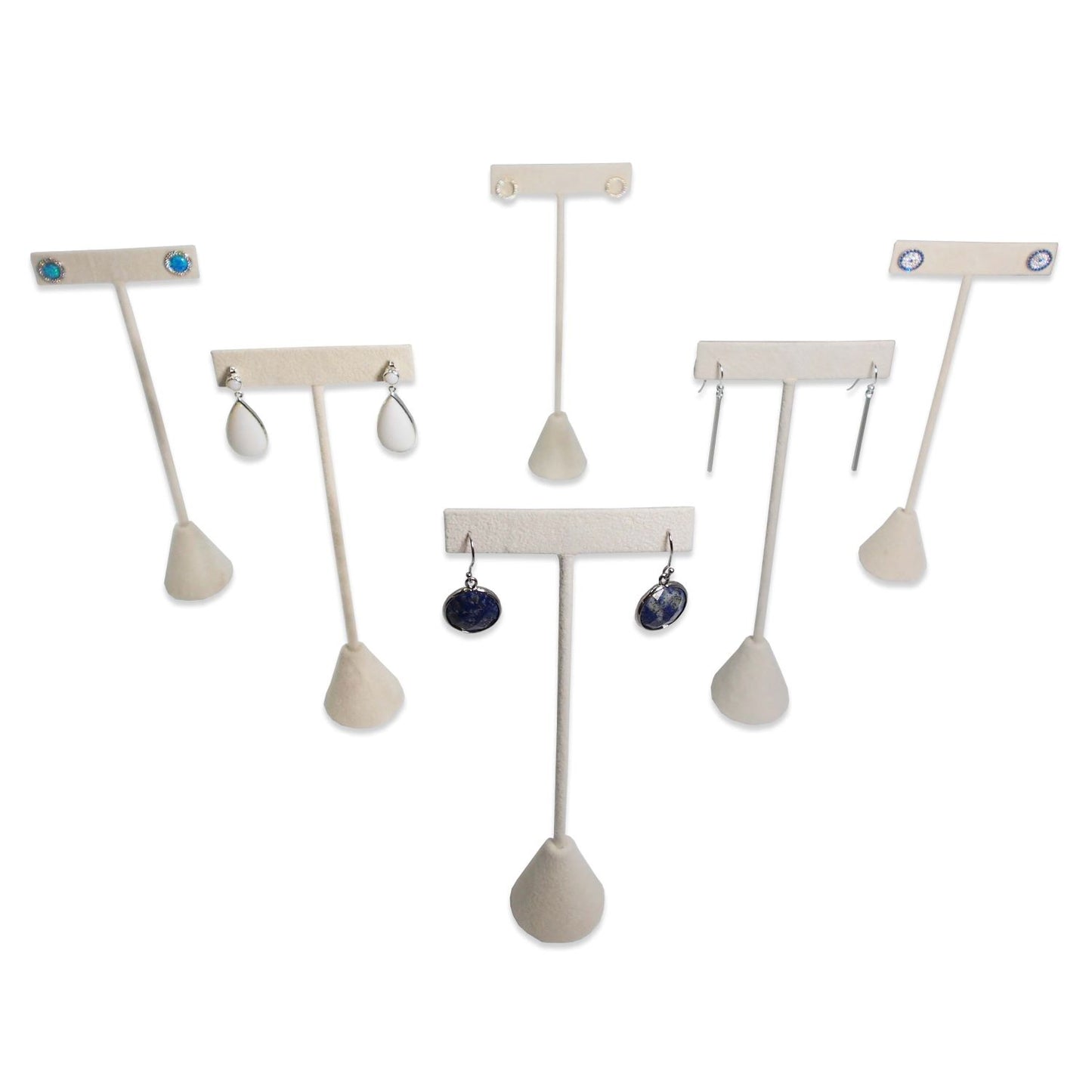 Beige Suede Single Piece Earring T-Shape Display