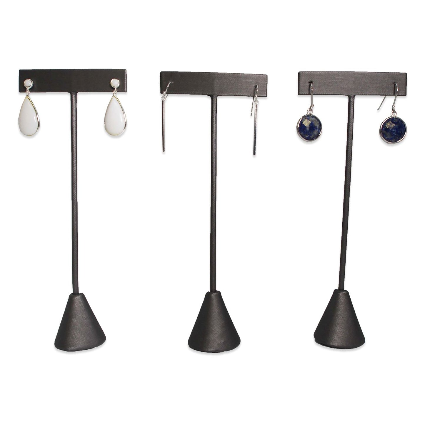 Steel Grey Leatherette Single Piece Earring T-Shape Display