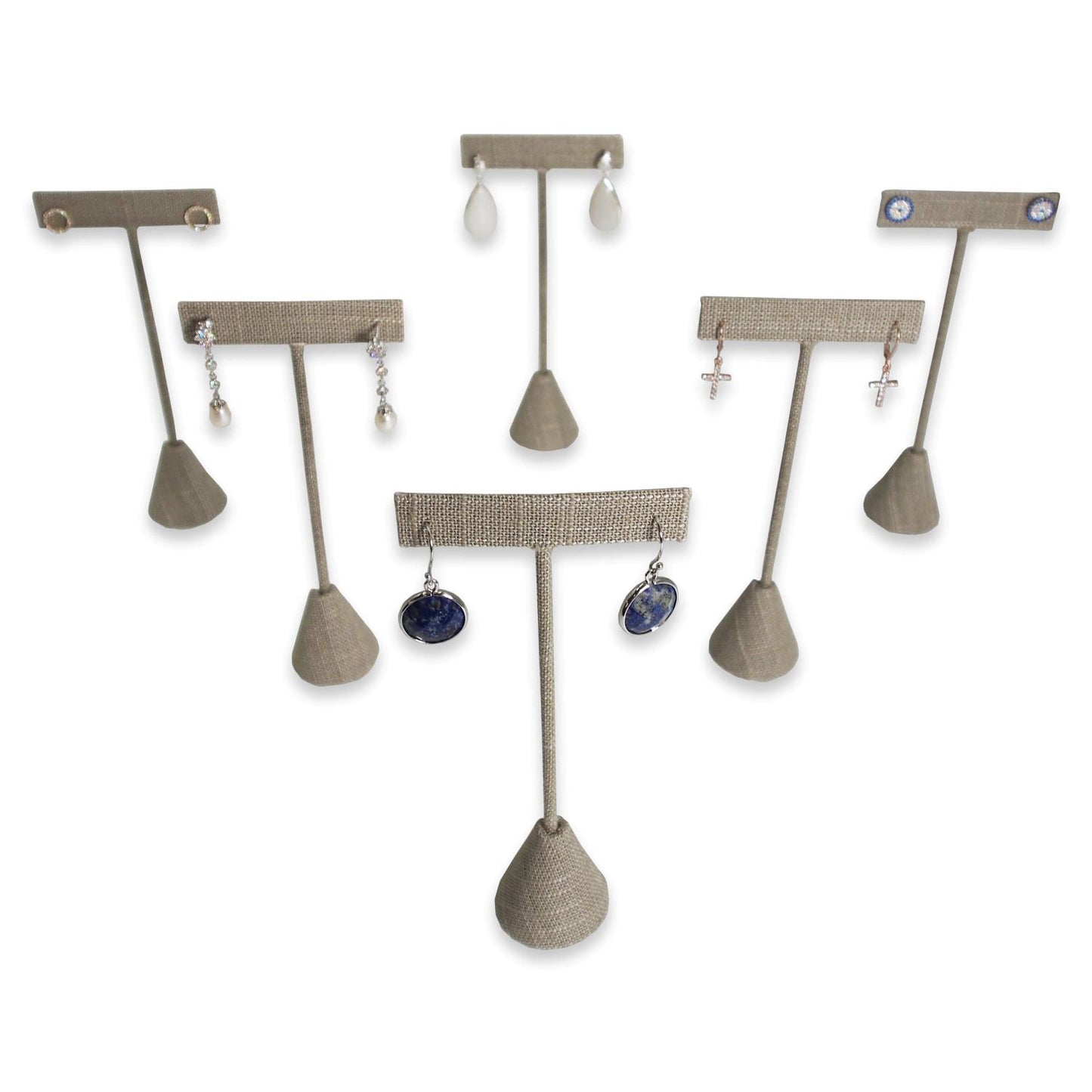 Grey Linen Single Piece Earring T-Shape Display