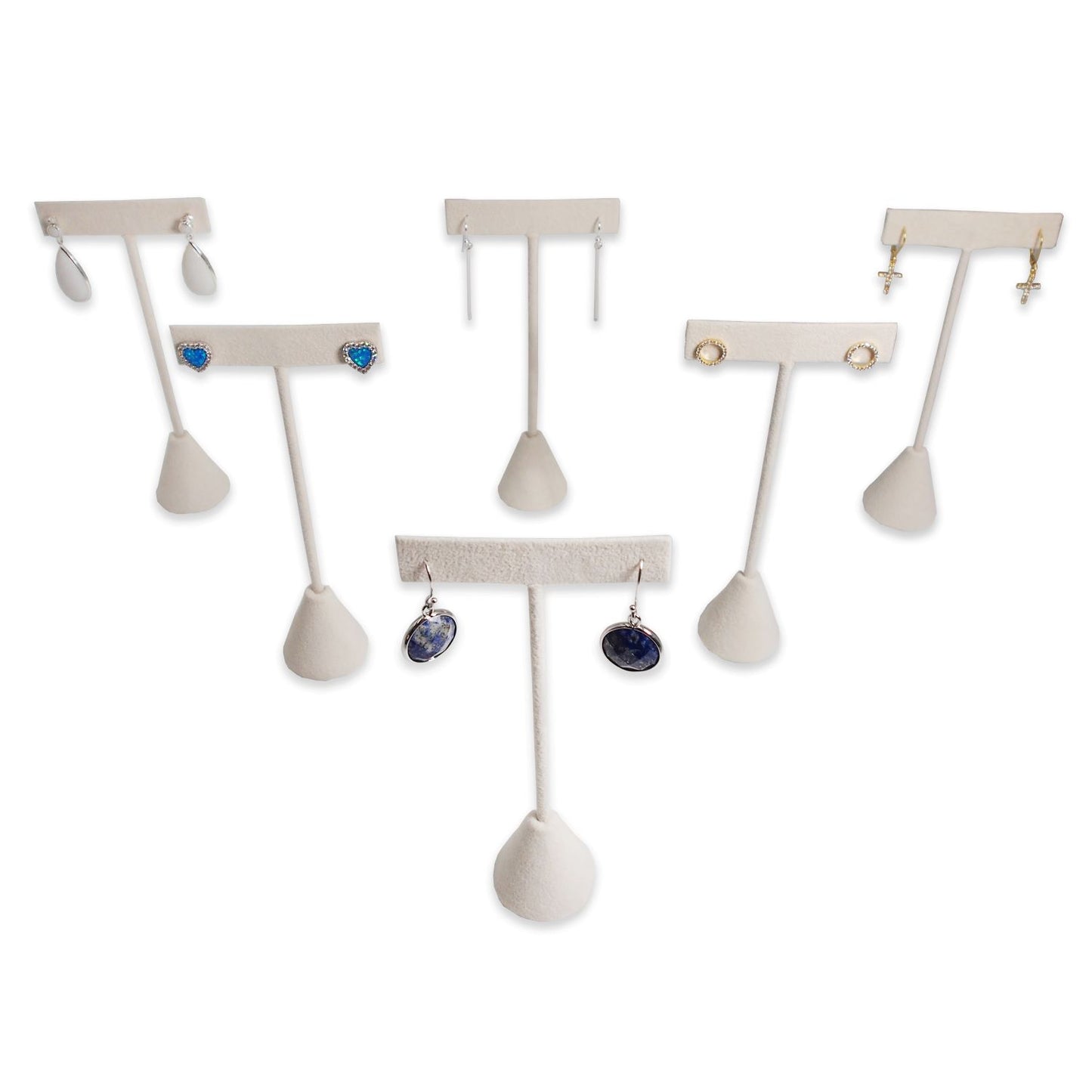 Beige Suede Single Piece Earring T-Shape Display