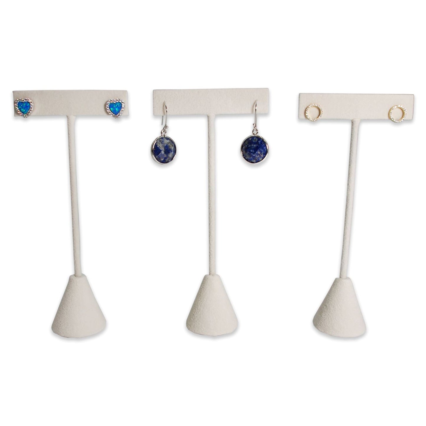 Beige Suede Single Piece Earring T-Shape Display