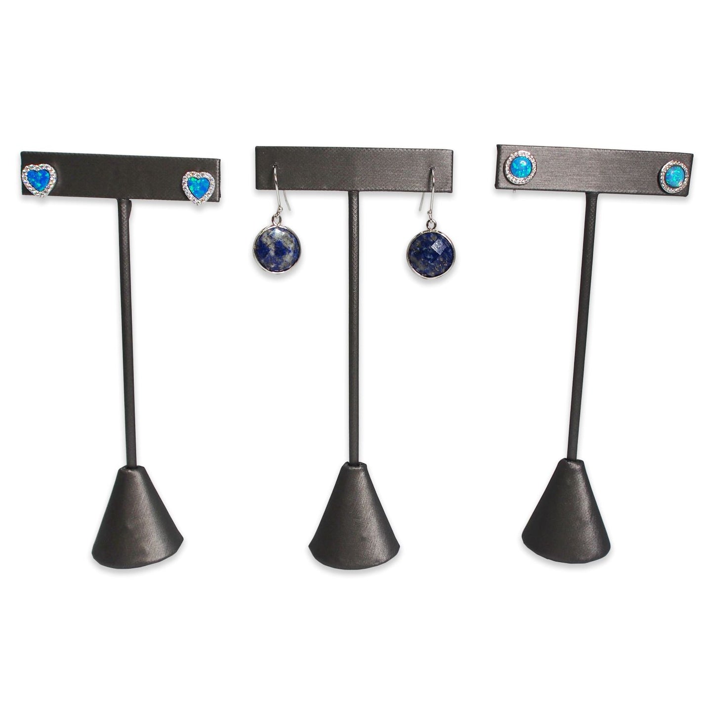 Steel Grey Leatherette Single Piece Earring T-Shape Display