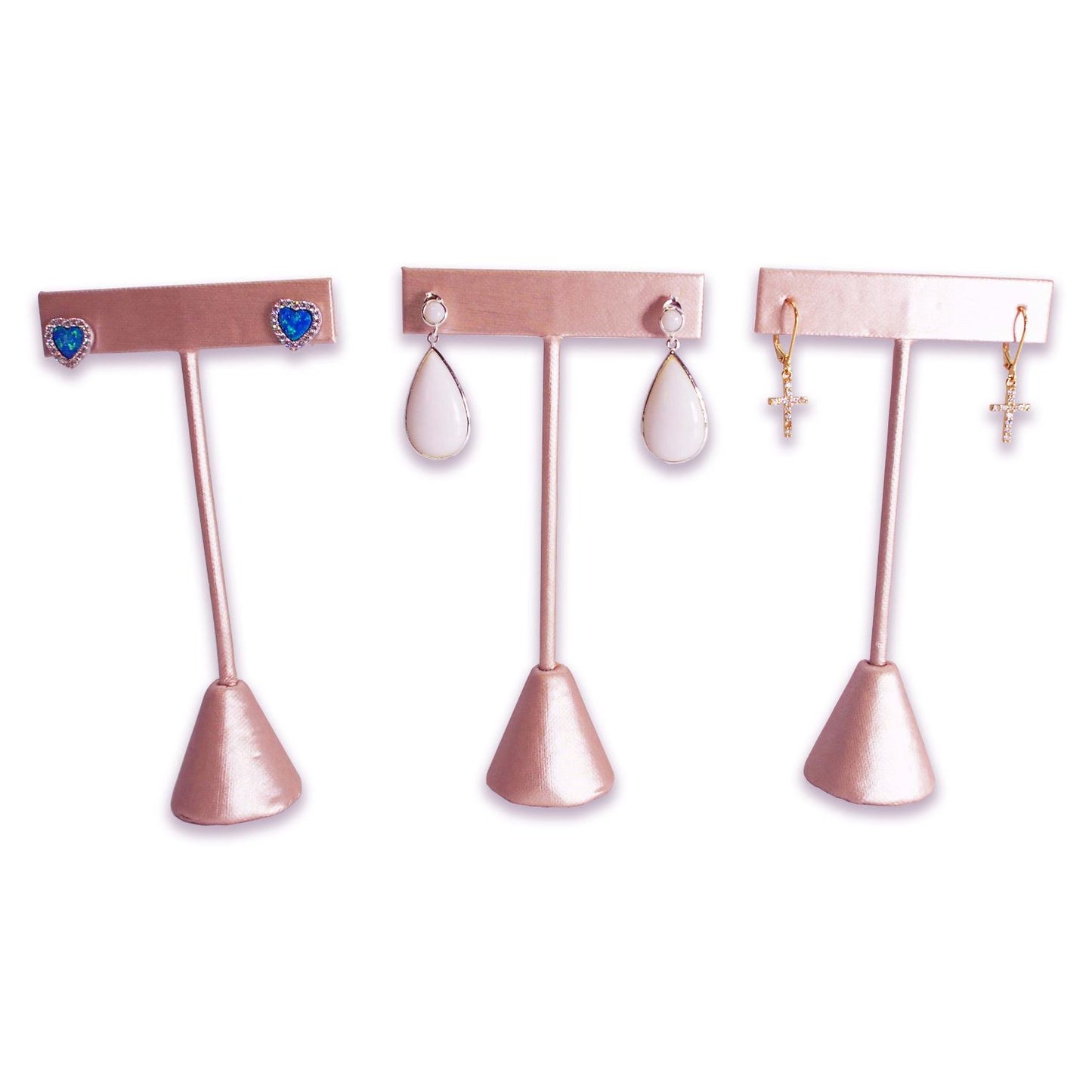 Steel Pink Leatherette Single Piece Earring T-Shape Display