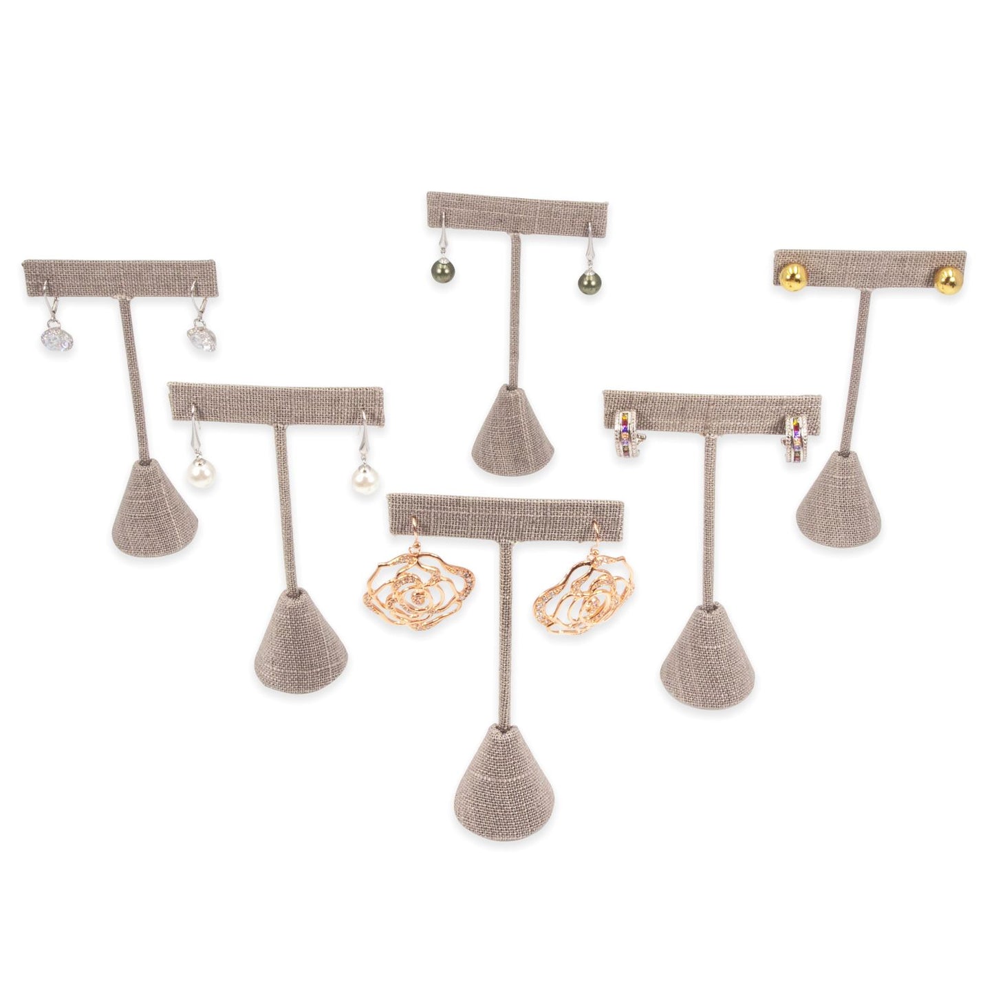 Grey Linen Single Piece Earring T-Shape Display