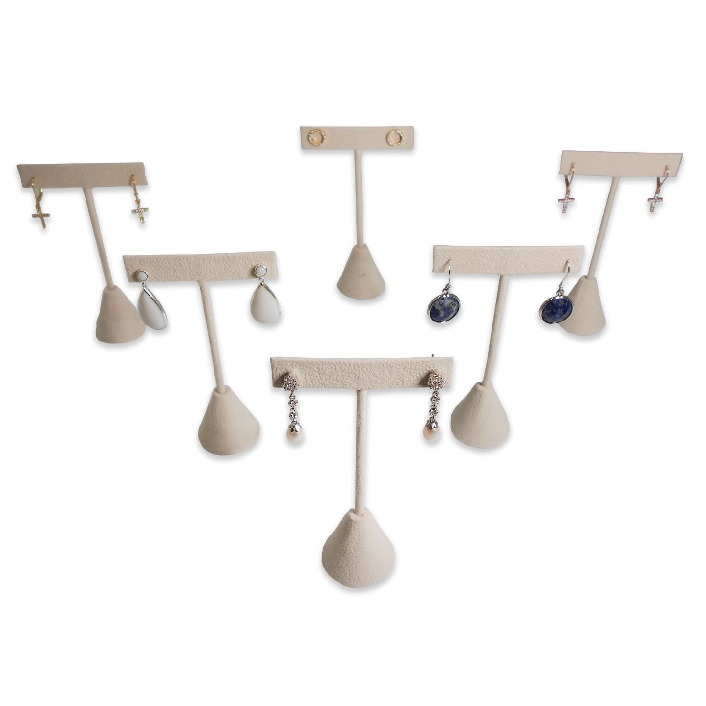 Beige Suede Single Piece Earring T-Shape Display