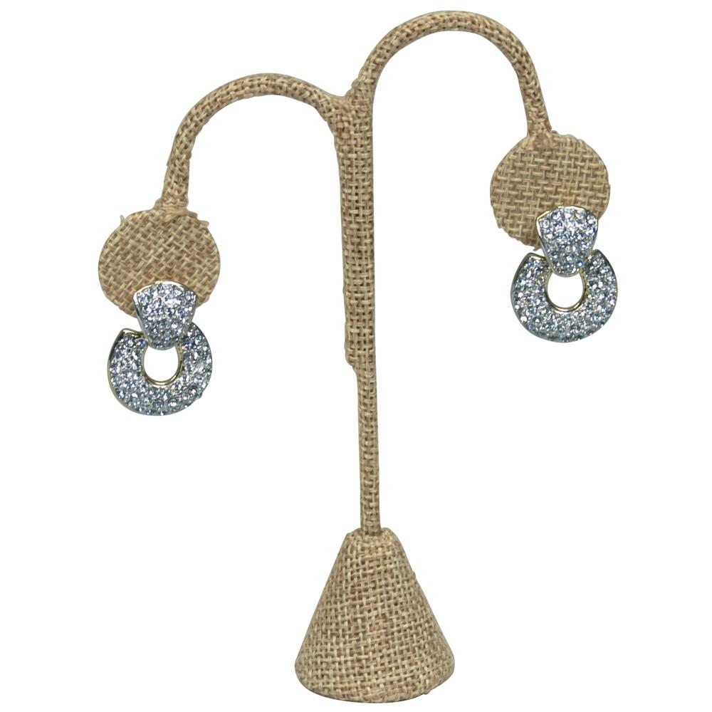 Beige Linen Single Earring Display Tear Drop Shape 4 3/4"H