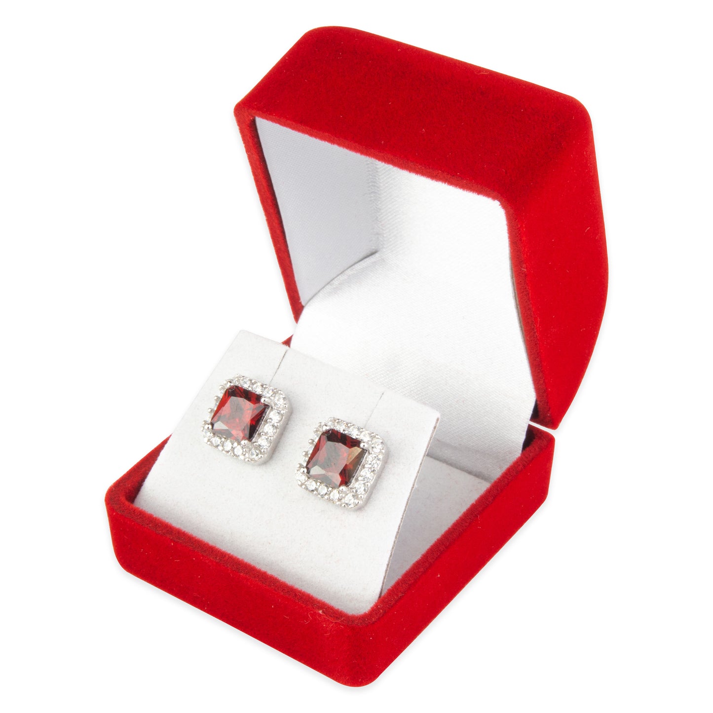 Soft Flocked Red Velour Earring Gift Box