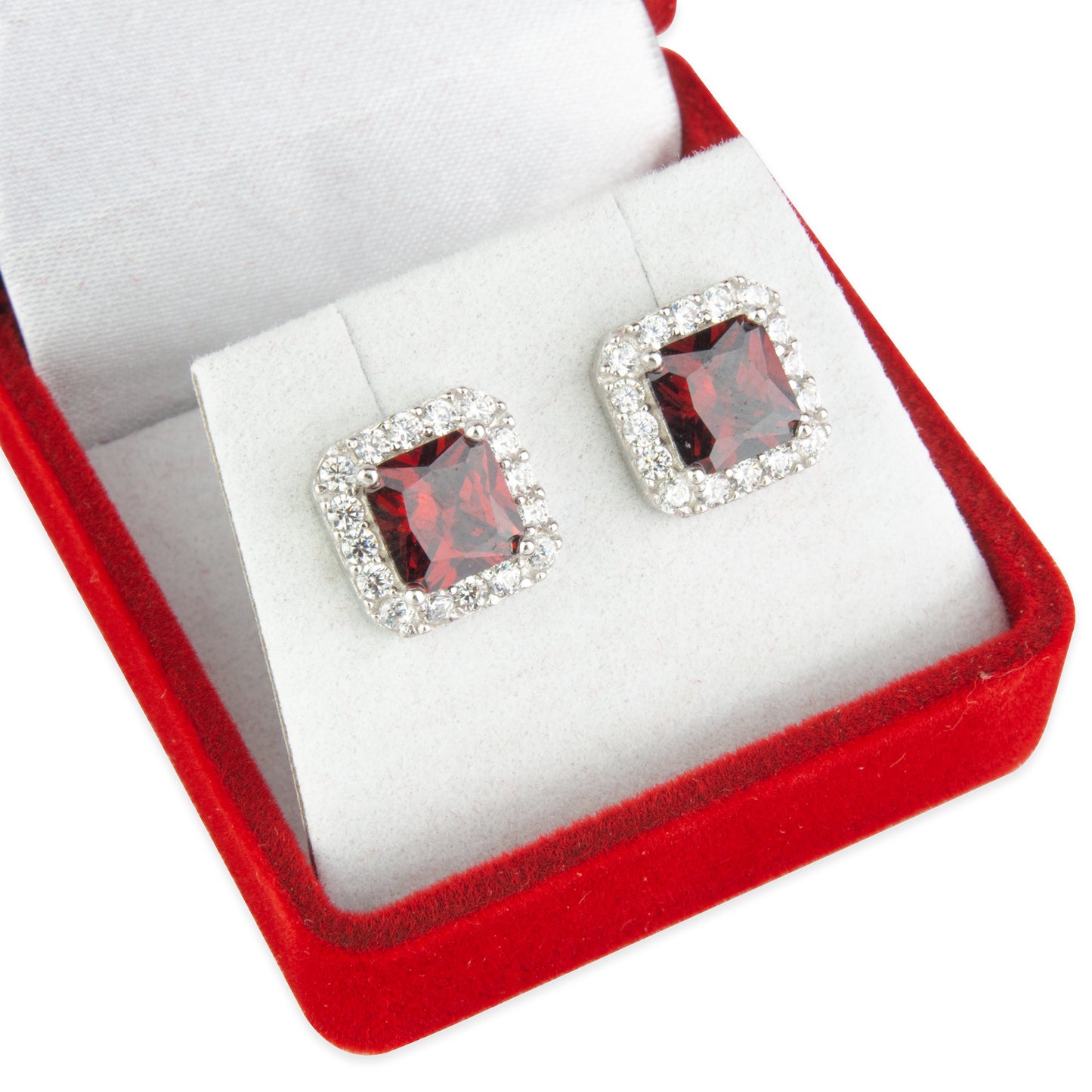 Soft Flocked Red Velour Earring Gift Box