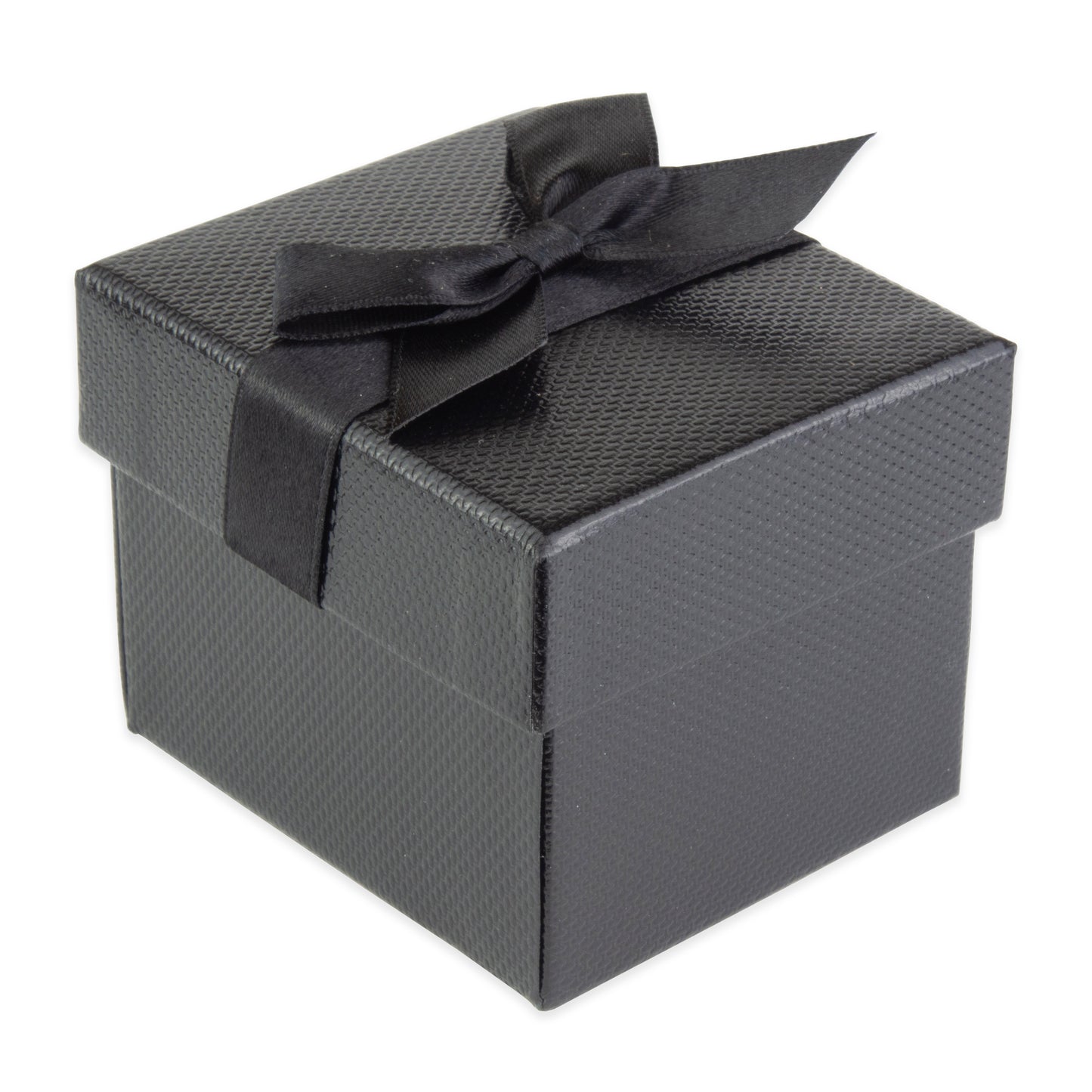 Exquisite Textured Black Earring Gift Box with Pre-tied Ribbon