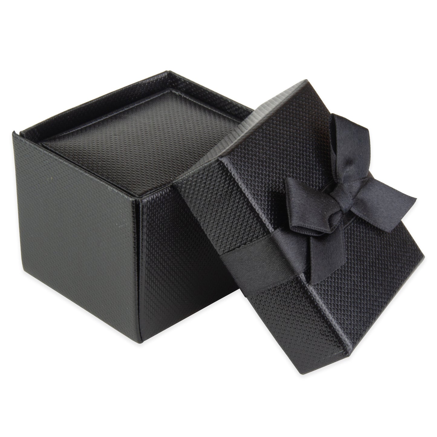 Exquisite Textured Black Earring Gift Box with Pre-tied Ribbon