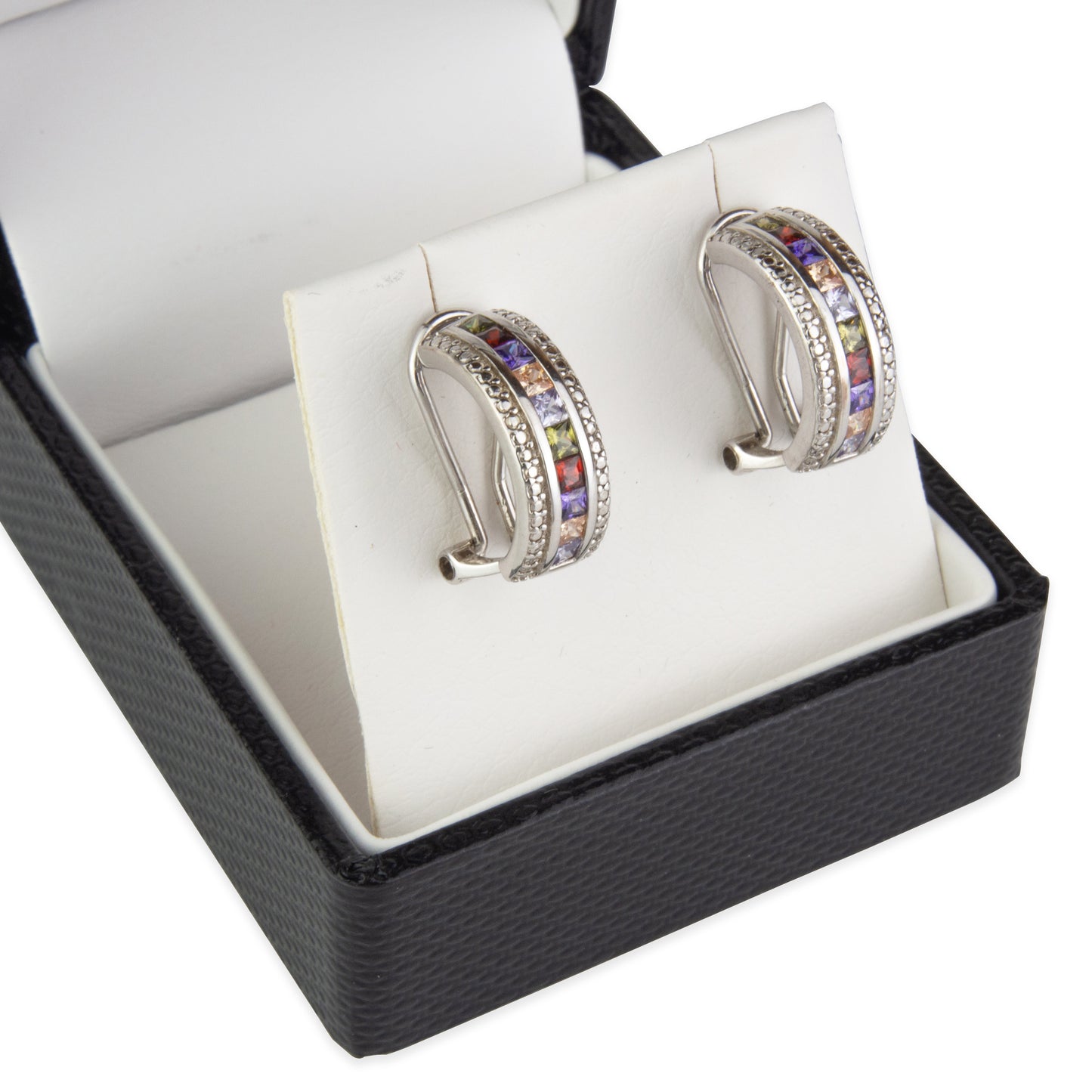 Exquisite Textured Black Earring Gift Box with Pre-tied Ribbon