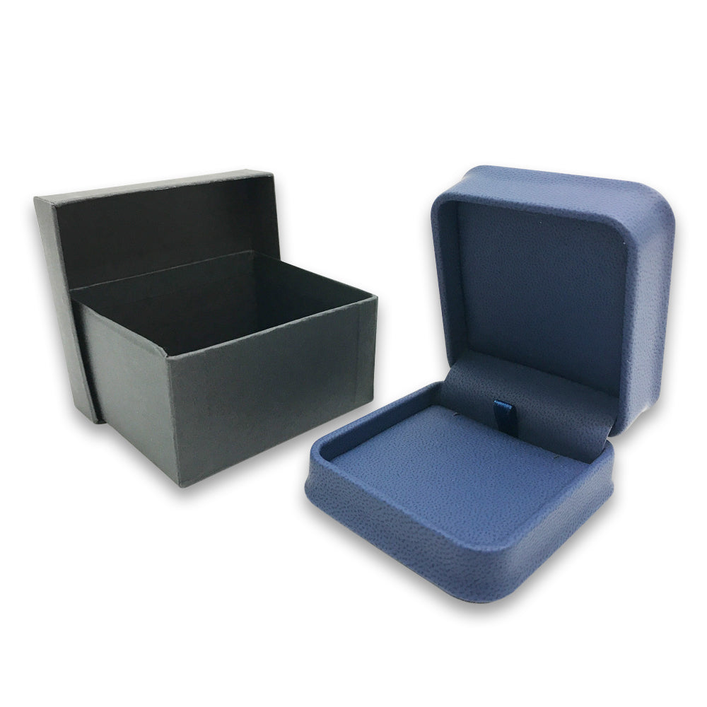 Deluxe Blue Soft Touch Faux Leather Jewelry Boxes