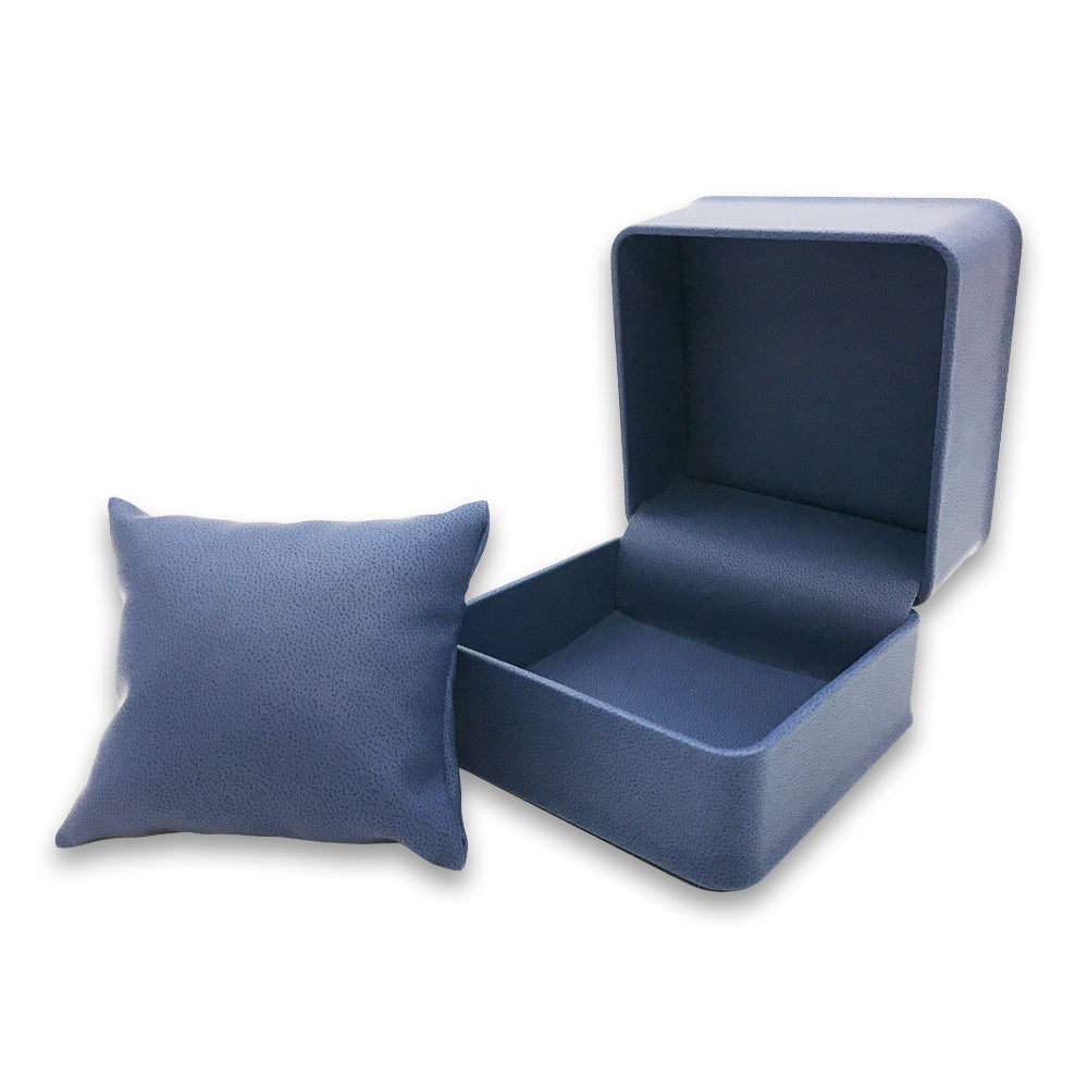 Deluxe Blue Soft Touch Faux Leather Jewelry Boxes