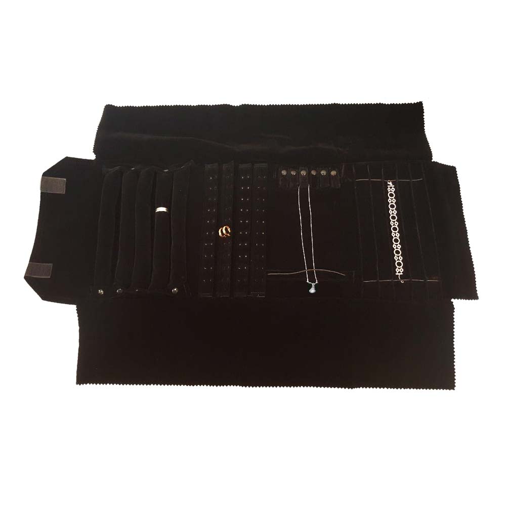 Black Deluxe Velvet Jewelry Rolls - Combination