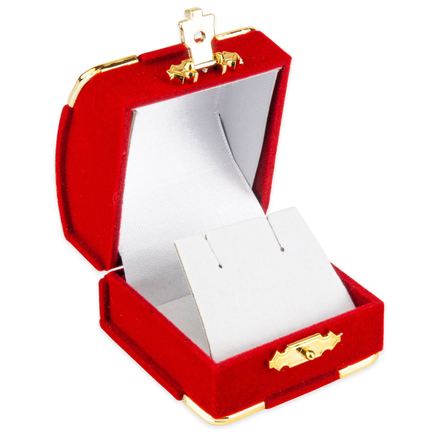 Red Earring Flocked Velvet Clasped Box