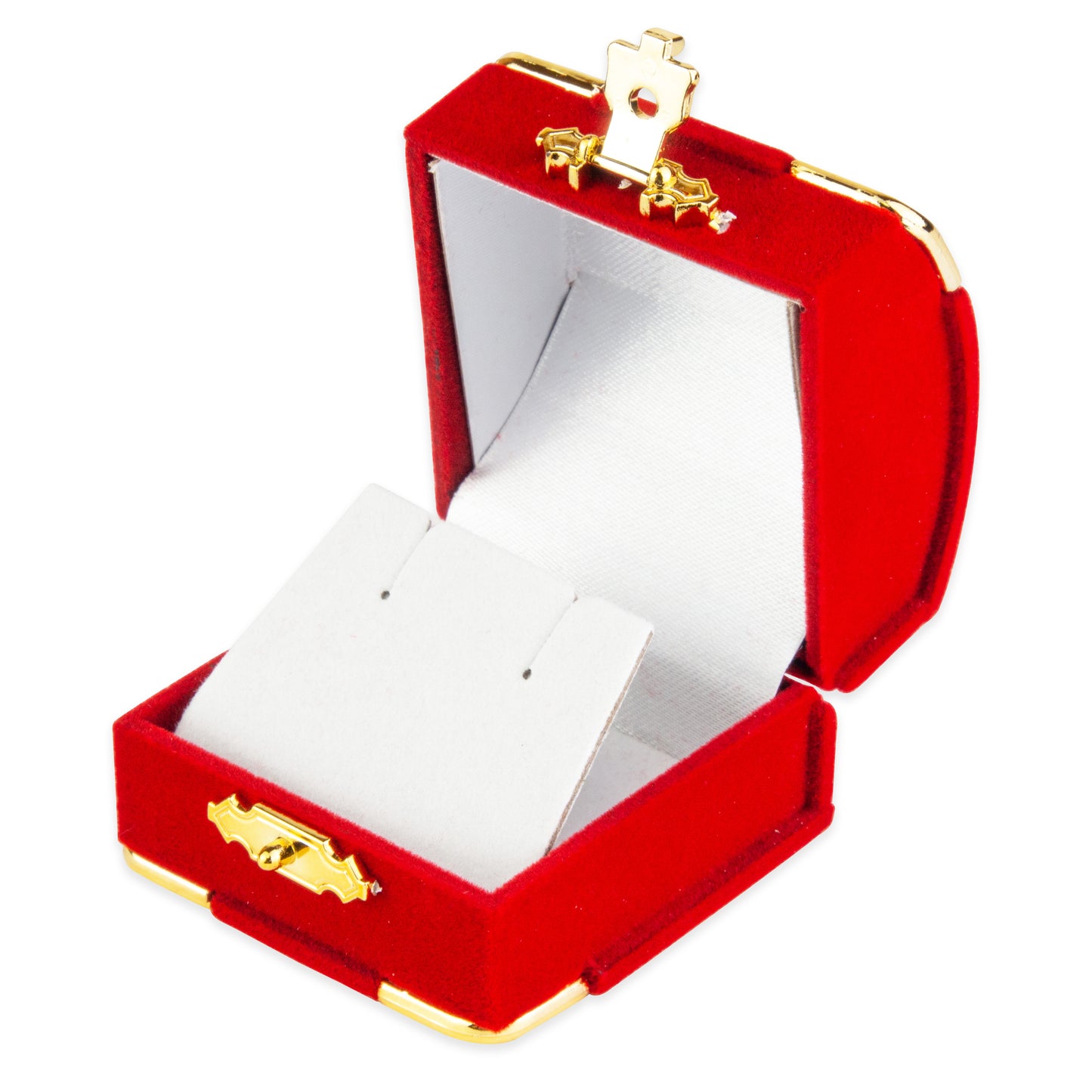 Red Earring Flocked Velvet Clasped Box