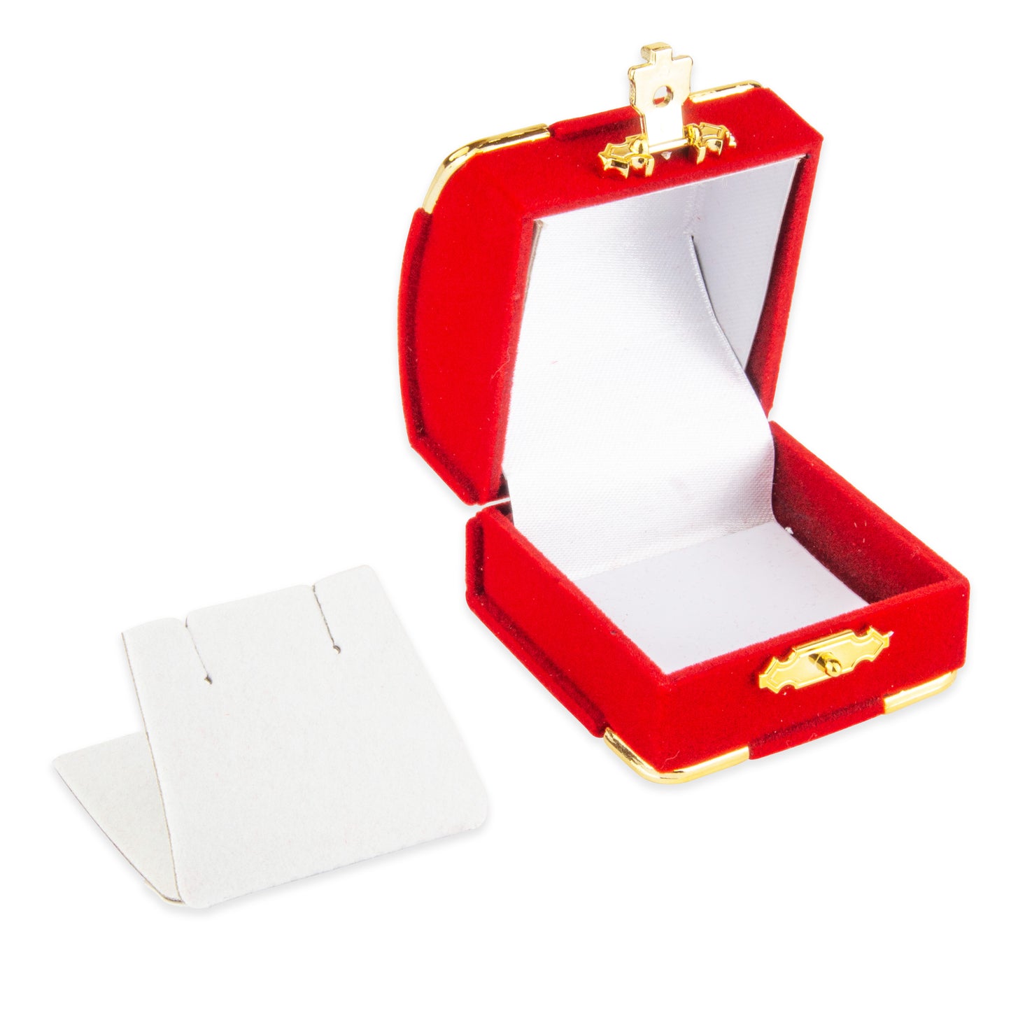 Red Earring Flocked Velvet Clasped Box