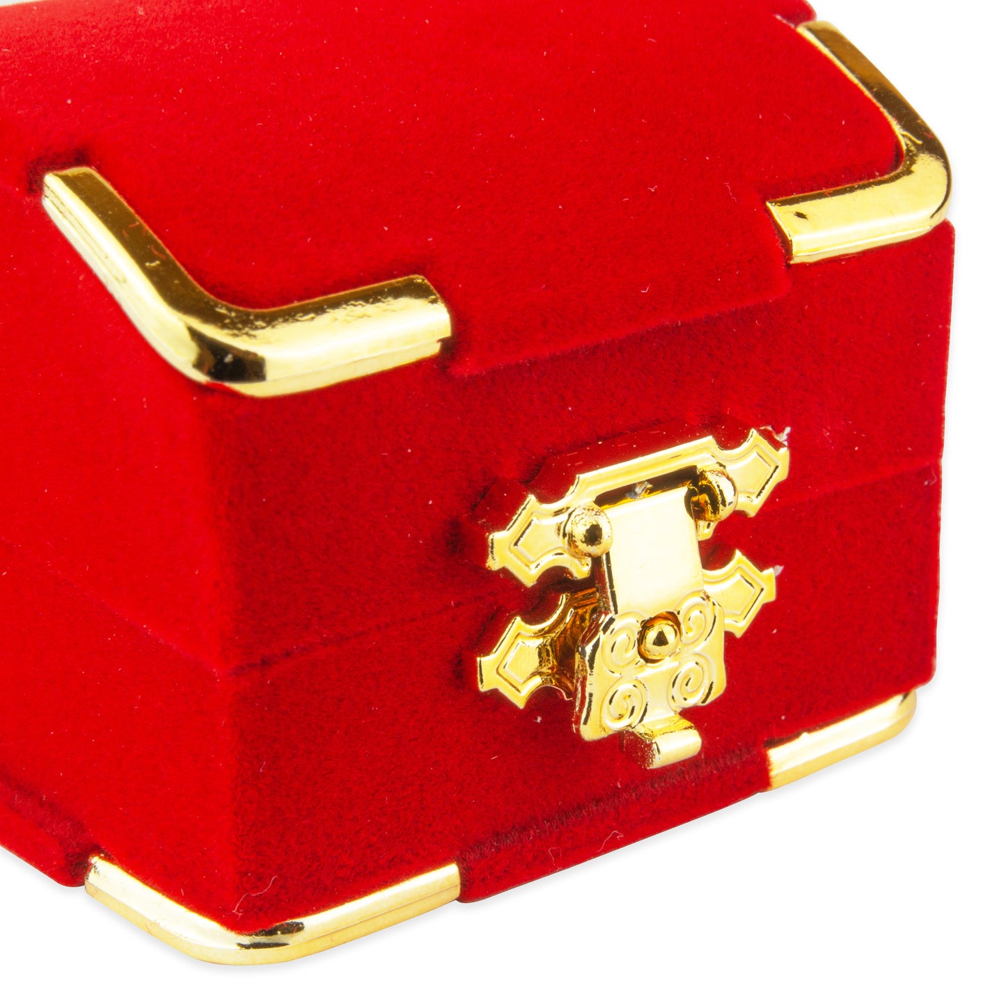 Red Earring Flocked Velvet Clasped Box