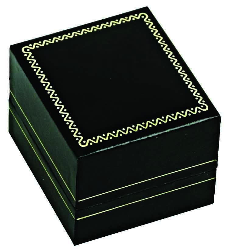 Black T-Shape Earring w/White Satin interior Classic Black Leatherette Box
