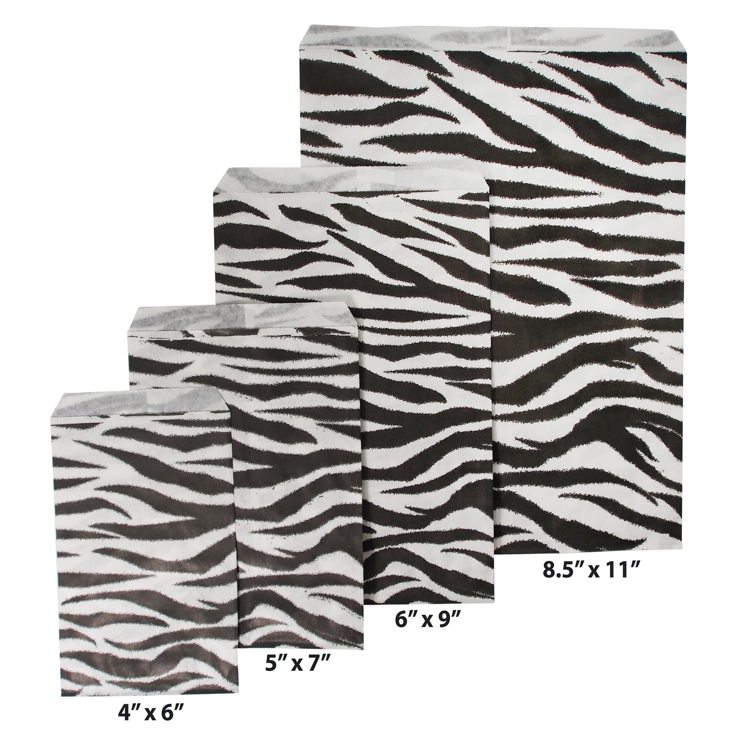 Animal Pattern Flat Paper Bags -100Bags/Pack - multiple colors & sizes available