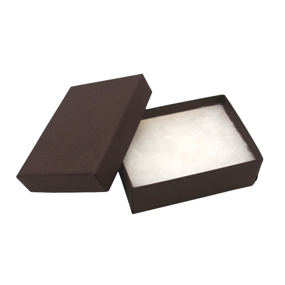 Case of 500 Chocolate Kraft Cotton Filled Boxes - 2 7/16" x 1 5/8" x 13/16"H