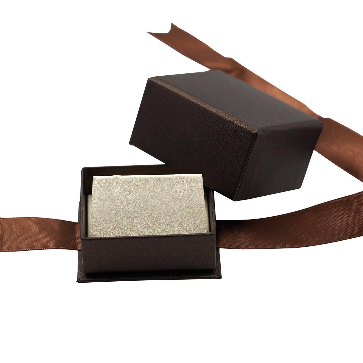 Brown Elegant Ribbon Box with Cream Insert
