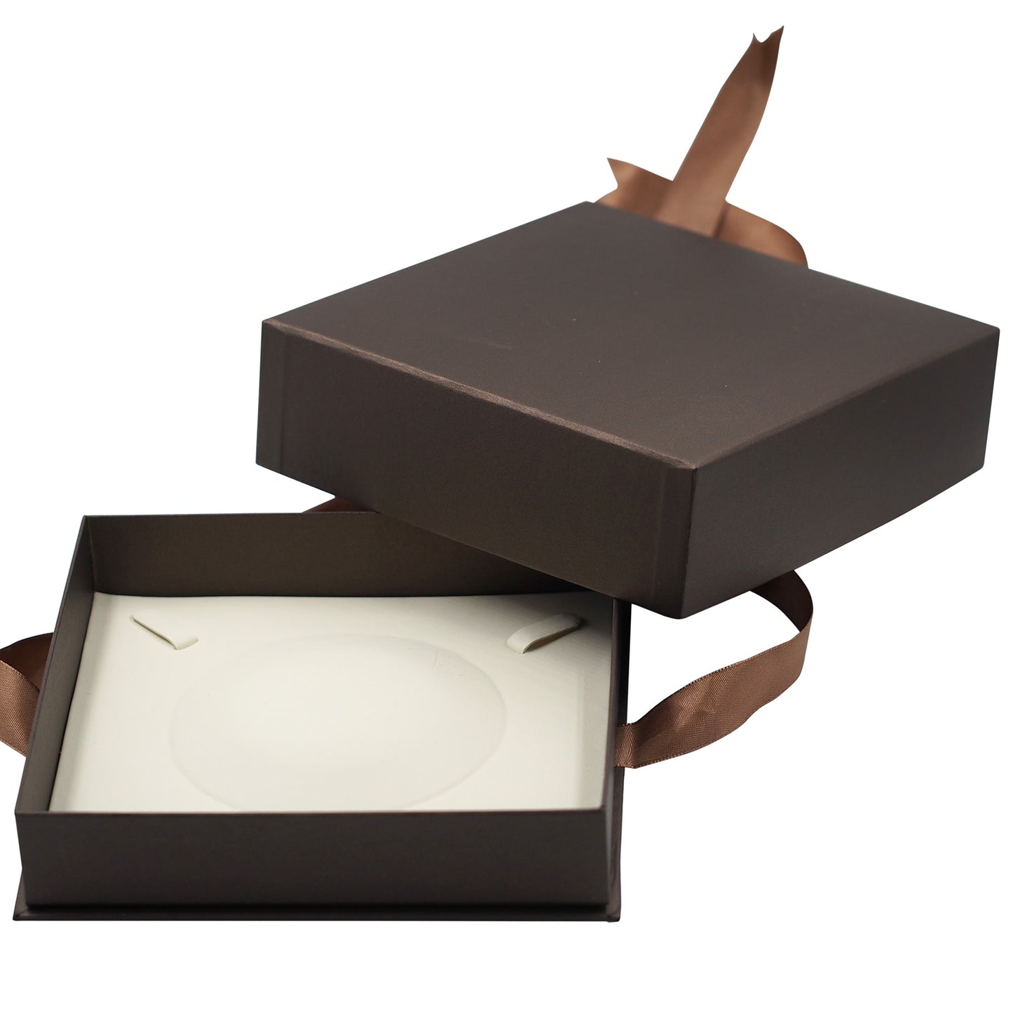 Brown Elegant Ribbon Box with Cream Insert