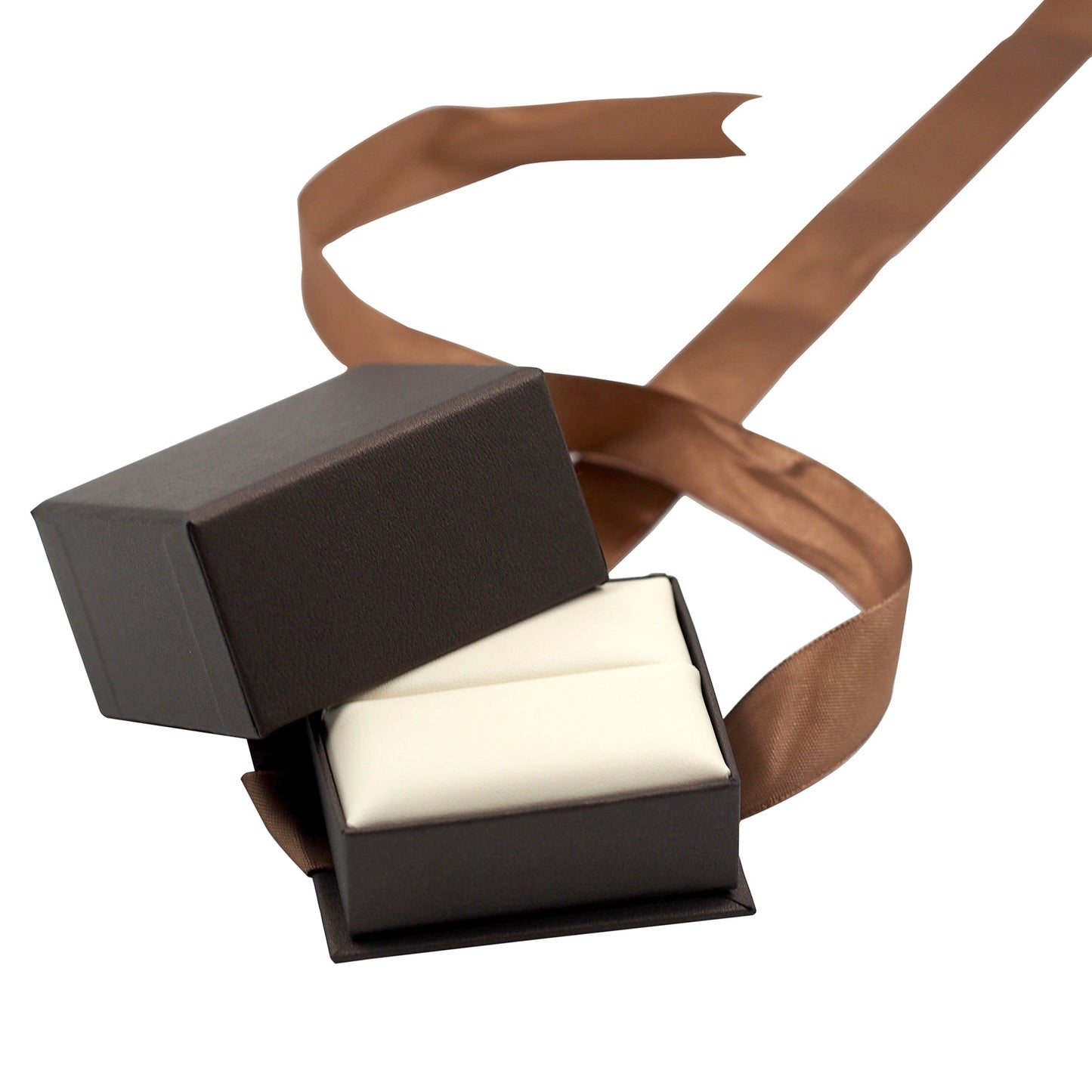 Brown Elegant Ribbon Box with Cream Insert