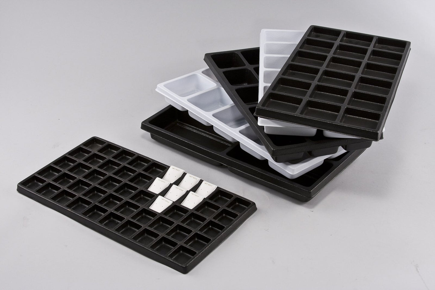 Durable Textured Plastic Tray Inserts of various sizes for display
