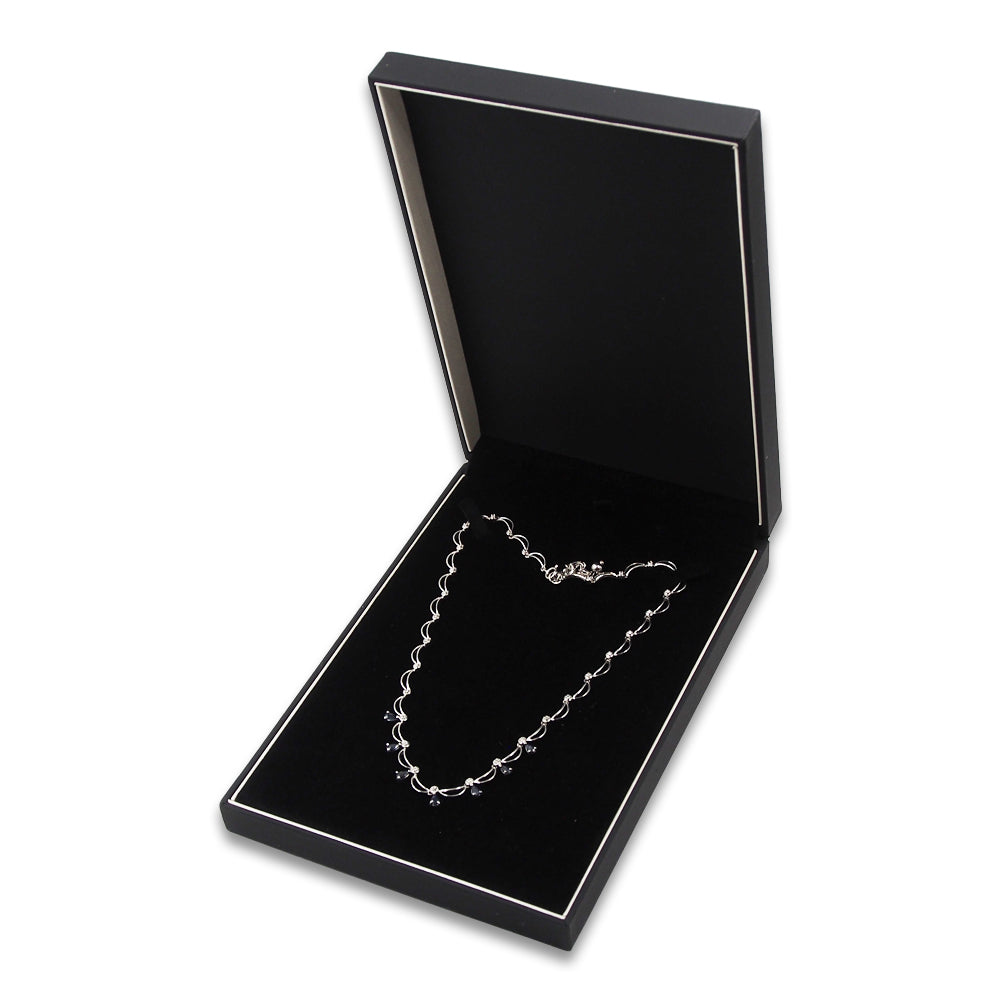 Elegant Matte Black Hinged Jewelry Gift Box