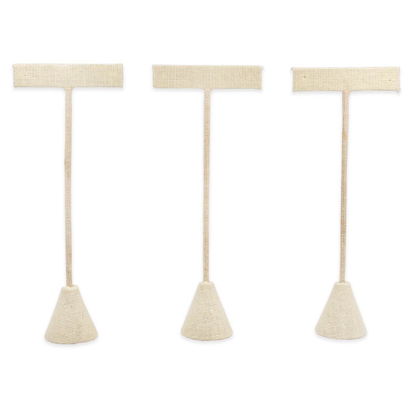 6-Pack 6.75" Tall - Beige Linen T Shape Earring Display Stand