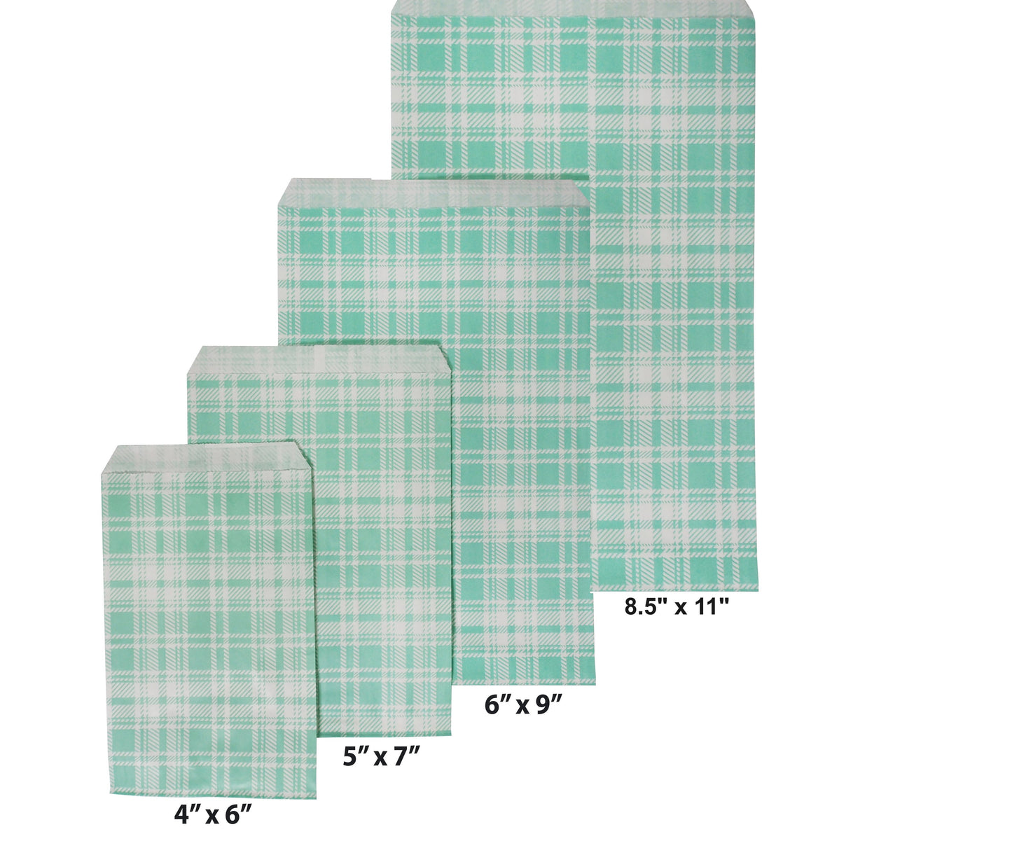 Mixed Plaid Pattern Flat Paper Gift Bags for Retail, Packaging, Party Favors, Merchandise, Crafts, Holidays, Weddings, and more.