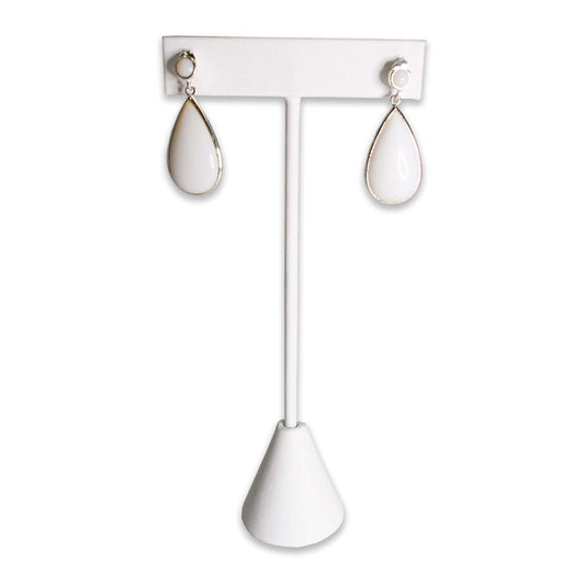 White Leatherette Single Piece Earring T-Shape Display