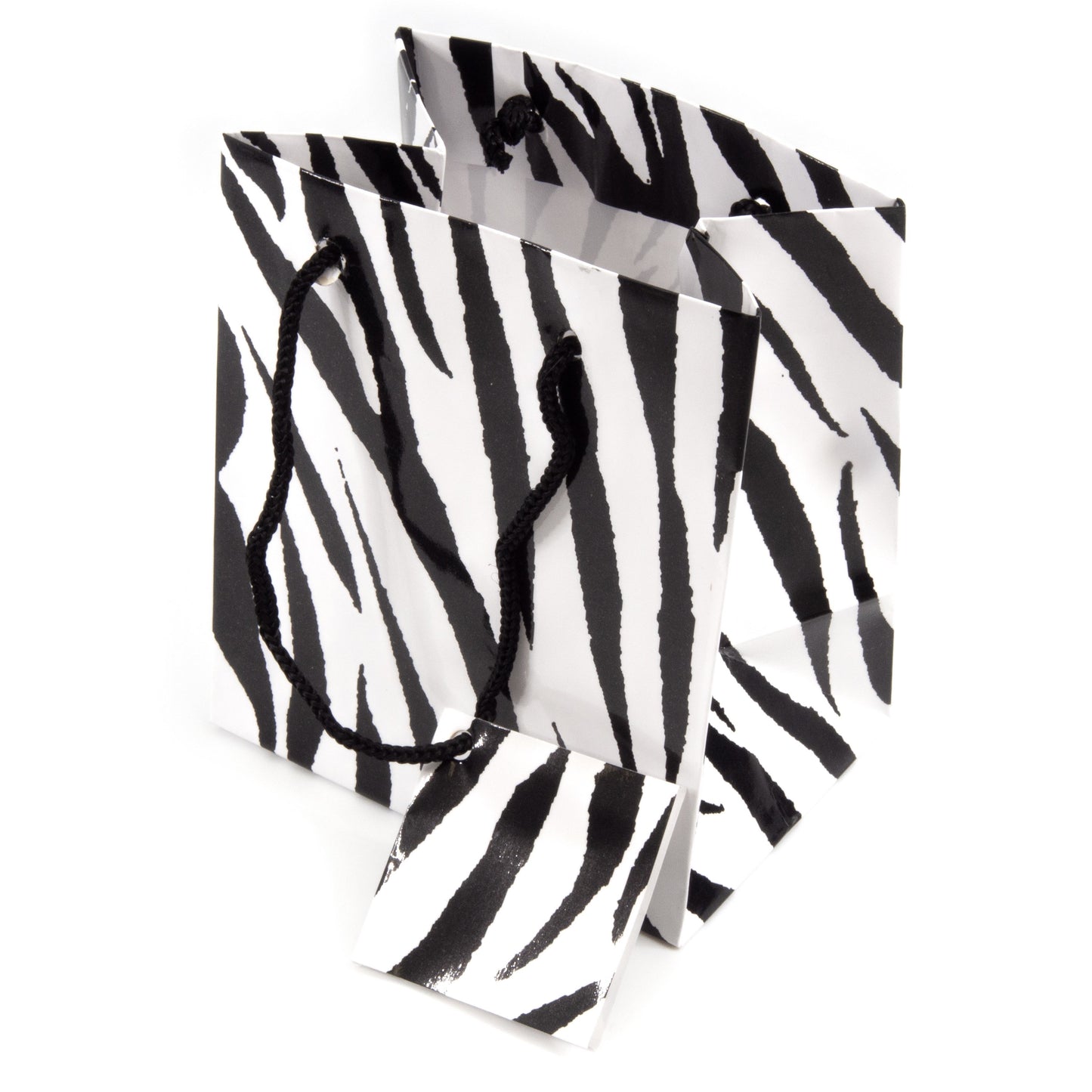 Glossy Zebra Stripe Print Gift Tote Bags 10pcs for Gifts, Presents, Party Favors, Retail, Merchandise, Weddings, Birthdays, Events