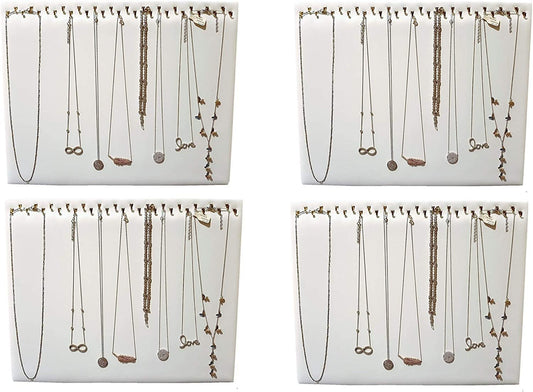 2-Pack 14.5" x 12"H White Leatherette Necklace display pad with 29 Hooks and a self standing easel