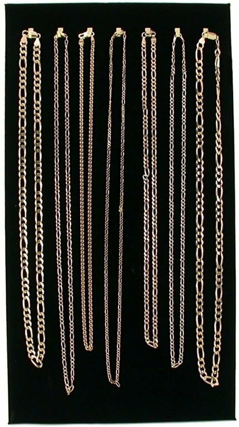 7 Hook Black Faux Leather Necklace Display Chain Pad 14 1/8 x 7 5/8