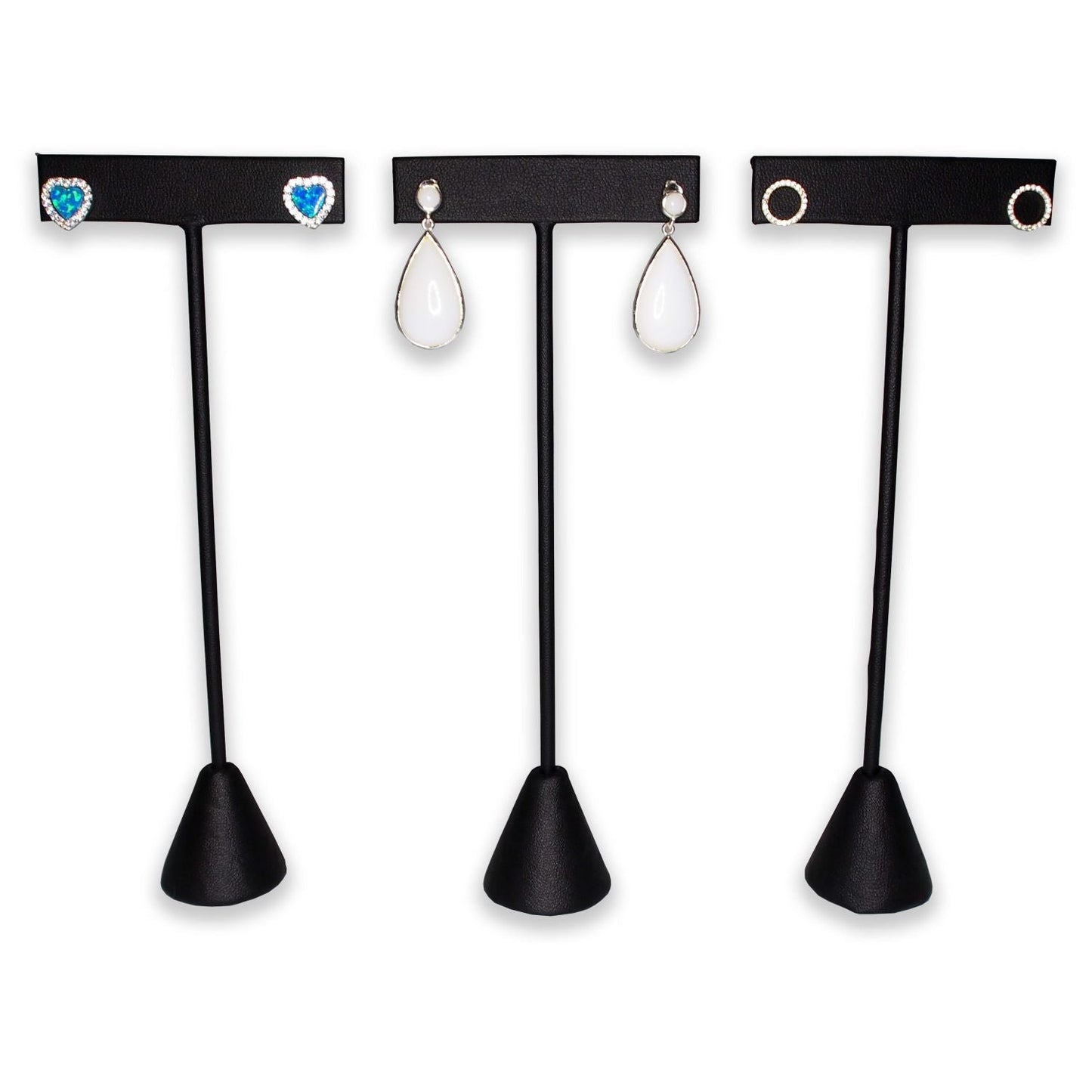 Black Leatherette Single Piece Earring T-Shape Display